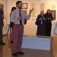 
Peter Woodward (Museum Curator) speaking at the opening. Dorset County Museum, Private View
