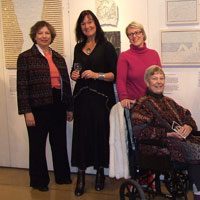 
Elizabeth Jenkerson, EMG, Katie Hellon and Mrs Mary Hellon, Robert Field (next to his work). Dorset County Museum, Private View
